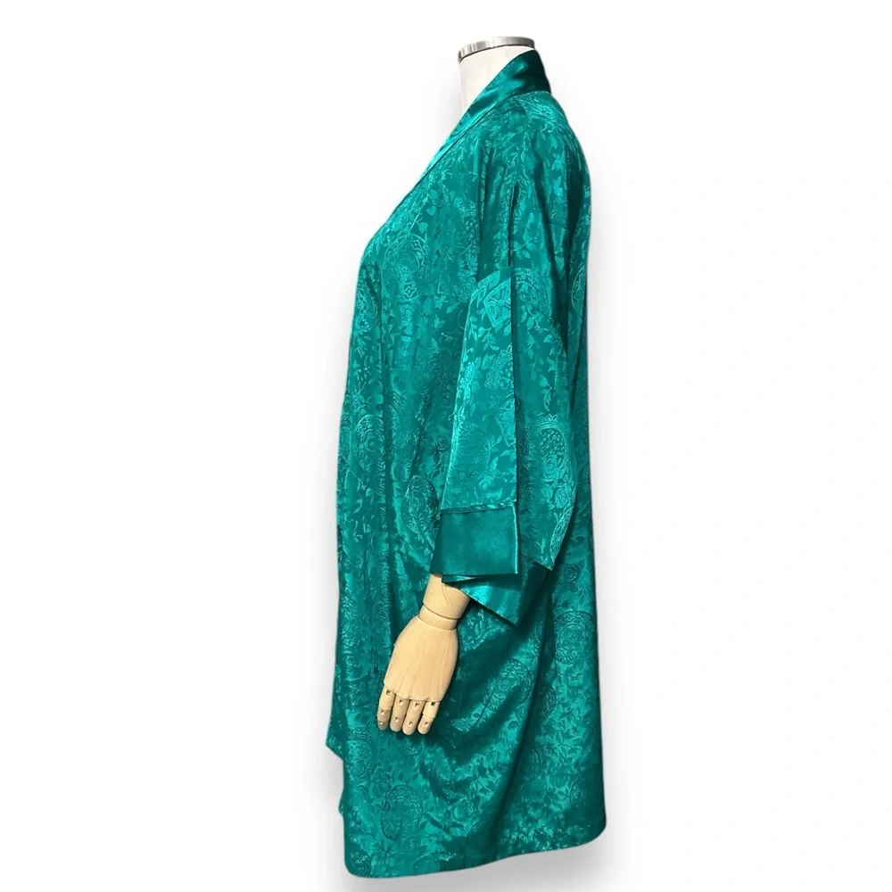 VICTORIA’S SECRET Emerald Green Silky Jacquard Robe GOLD LABEL VINTAGE
